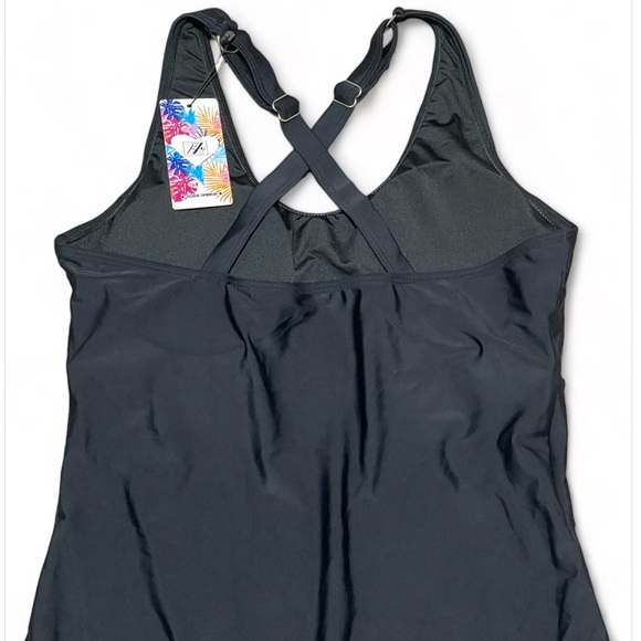 Women's Swimsuit with Adjustable Cross Straps Black Size L NWT - Picture 6 of 8